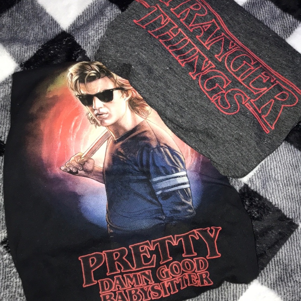 Two pack size s stranger things t shirts.